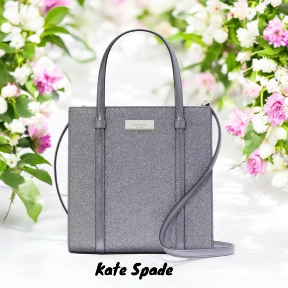 Kate Spade NWT mini tote crossbody bag glitter sparkling Kenzie Candied flower - Picture 2 of 6